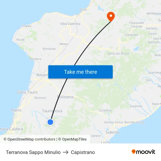 Terranova Sappo Minulio to Capistrano map