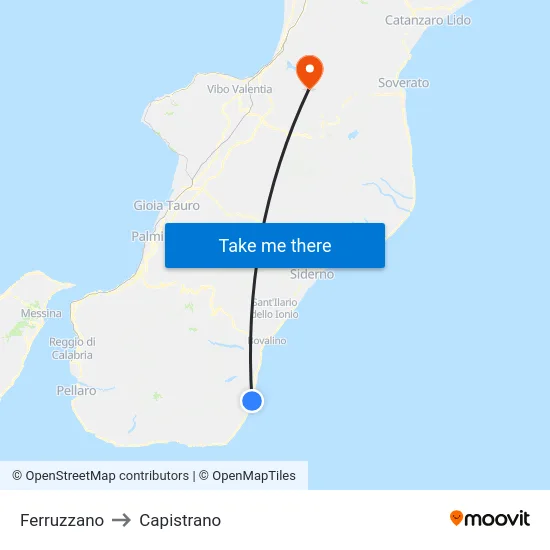 Ferruzzano to Capistrano map