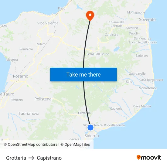 Grotteria to Capistrano map