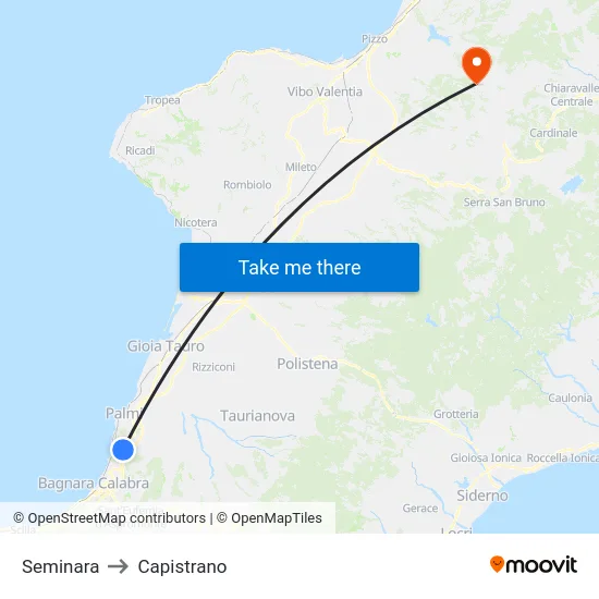 Seminara to Capistrano map