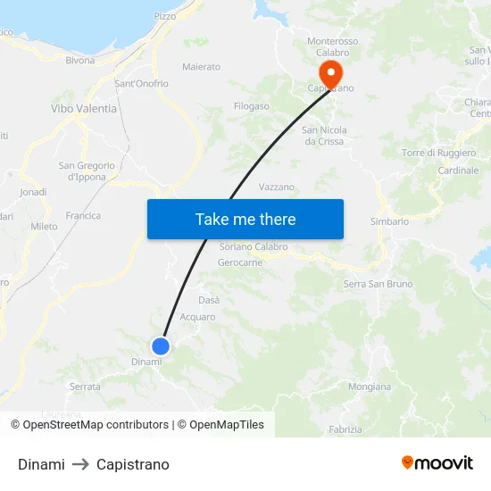 Dinami to Capistrano map