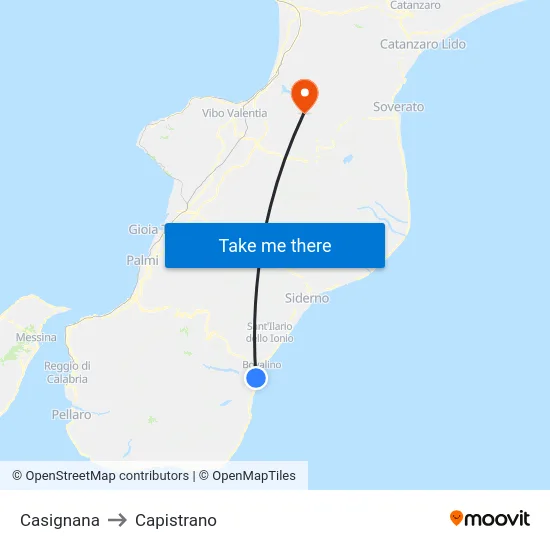 Casignana to Capistrano map