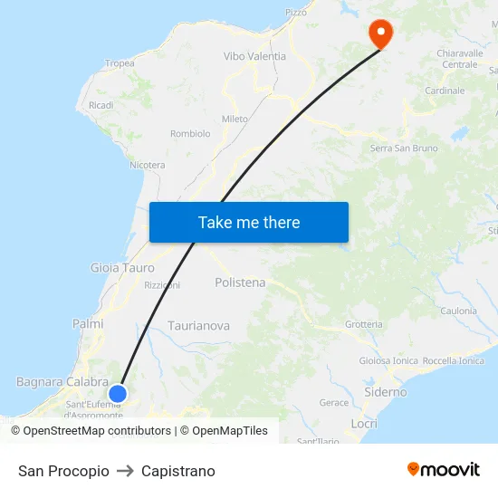 San Procopio to Capistrano map
