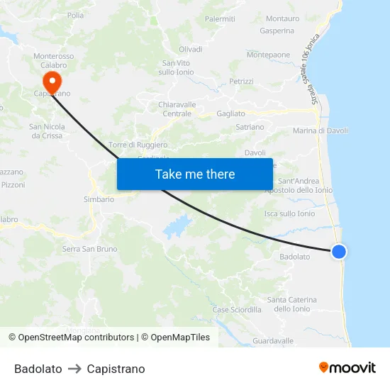 Badolato to Capistrano map