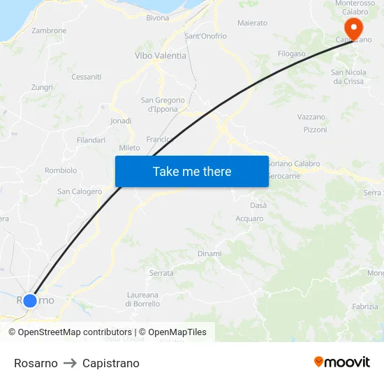 Rosarno to Capistrano map