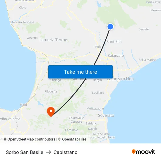 Sorbo San Basile to Capistrano map