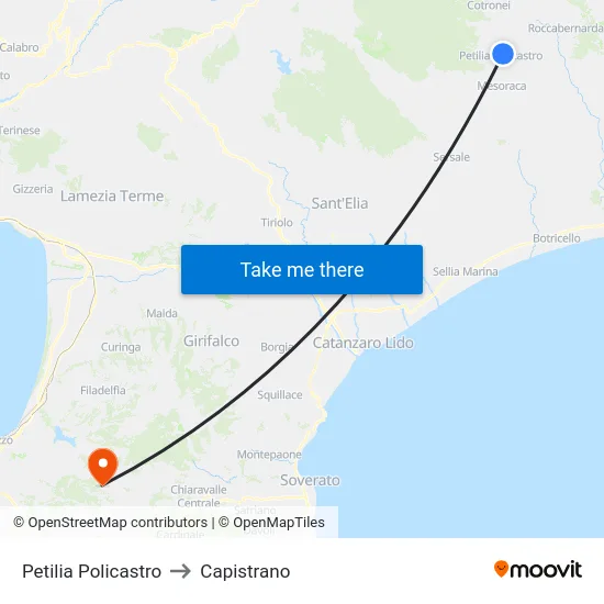 Petilia Policastro to Capistrano map