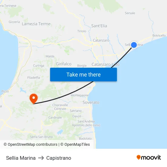 Sellia Marina to Capistrano map
