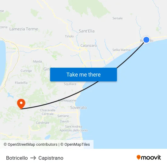 Botricello to Capistrano map
