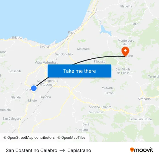 San Costantino Calabro to Capistrano map