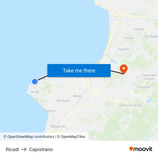 Ricadi to Capistrano map
