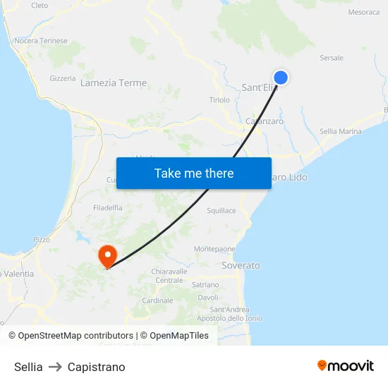 Sellia to Capistrano map