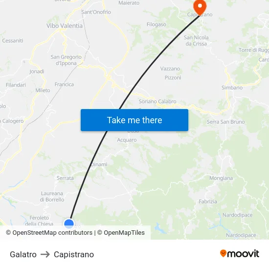 Galatro to Capistrano map