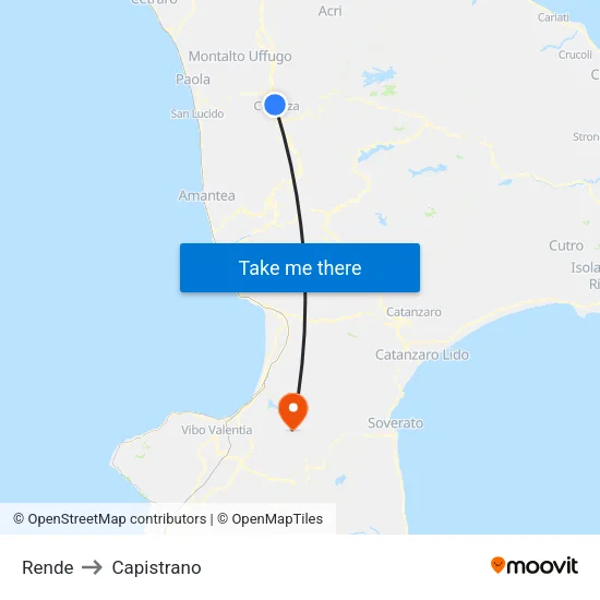 Rende to Capistrano map