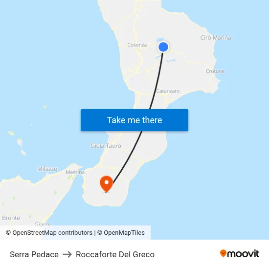 Serra Pedace to Roccaforte Del Greco map