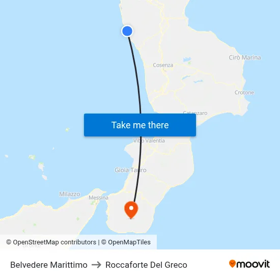 Belvedere Marittimo to Roccaforte Del Greco map
