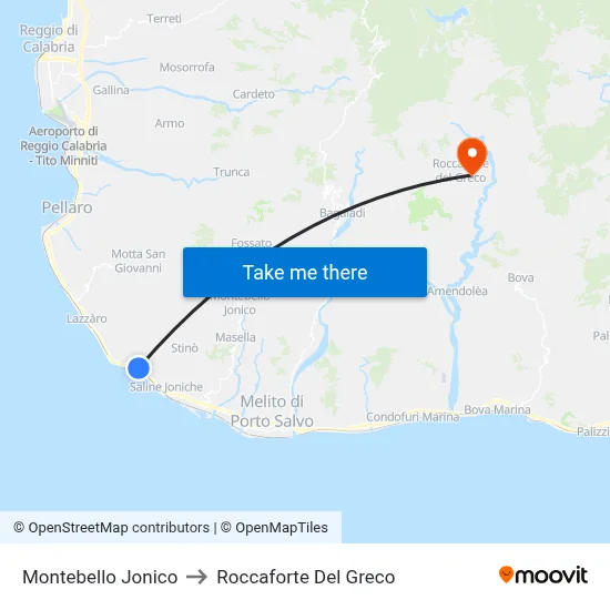 Montebello Jonico to Roccaforte Del Greco map