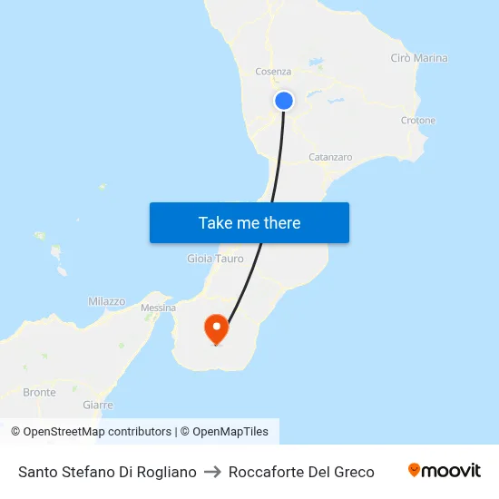 Santo Stefano Di Rogliano to Roccaforte Del Greco map