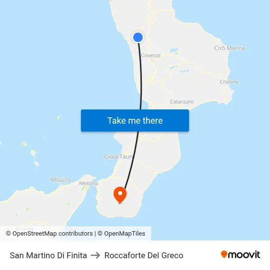 San Martino Di Finita to Roccaforte Del Greco map