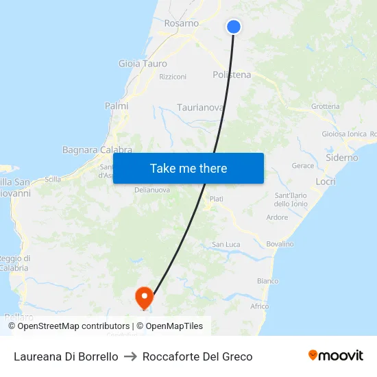 Laureana Di Borrello to Roccaforte Del Greco map