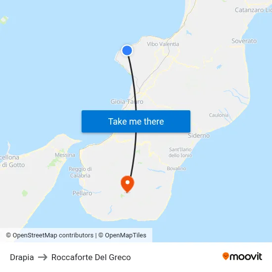 Drapia to Roccaforte Del Greco map