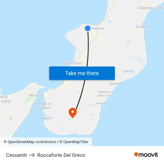 Cessaniti to Roccaforte Del Greco map