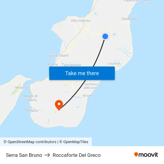 Serra San Bruno to Roccaforte Del Greco map