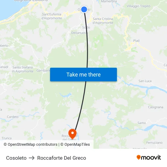 Cosoleto to Roccaforte Del Greco map