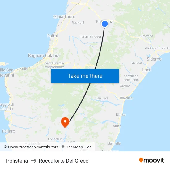 Polistena to Roccaforte Del Greco map