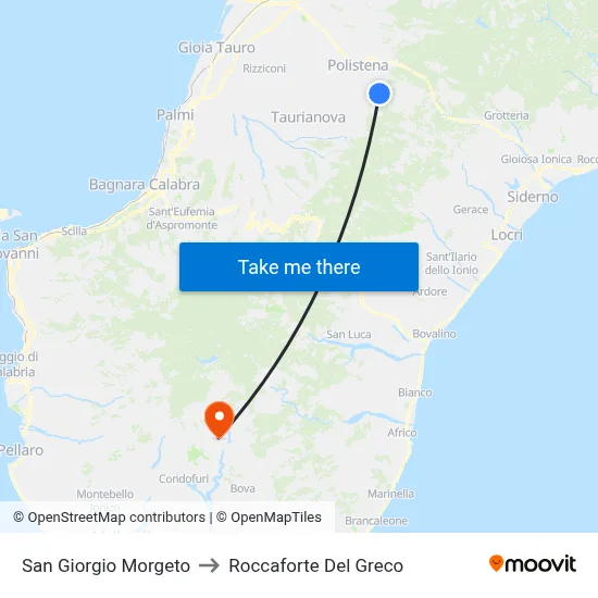 San Giorgio Morgeto to Roccaforte Del Greco map