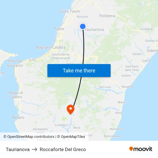 Taurianova to Roccaforte Del Greco map