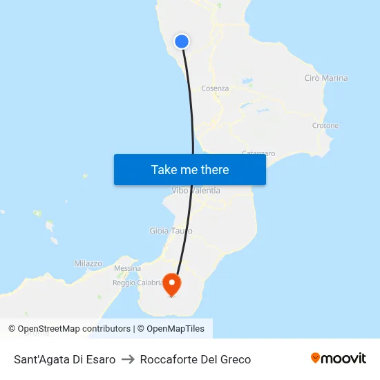 Sant'Agata Di Esaro to Roccaforte Del Greco map