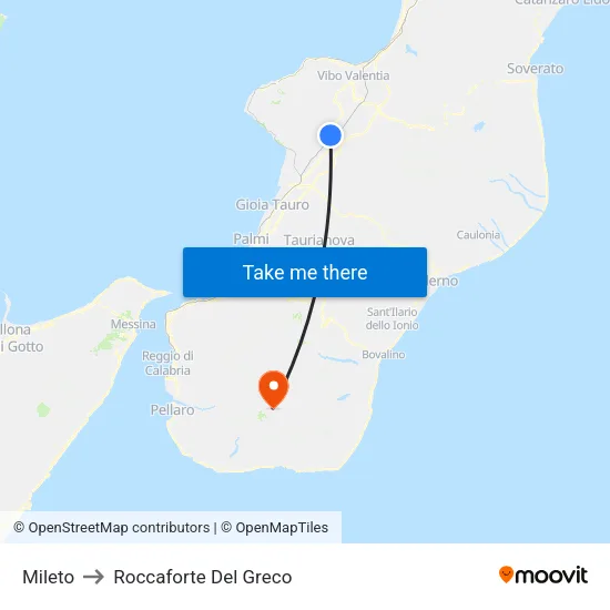 Mileto to Roccaforte Del Greco map