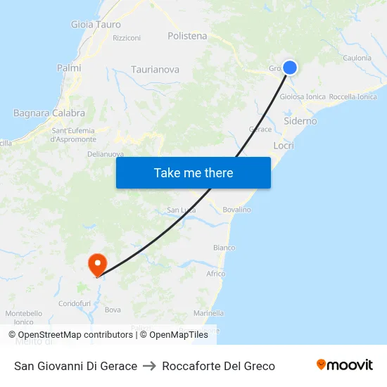 San Giovanni di Gerace to Roccaforte Del Greco map