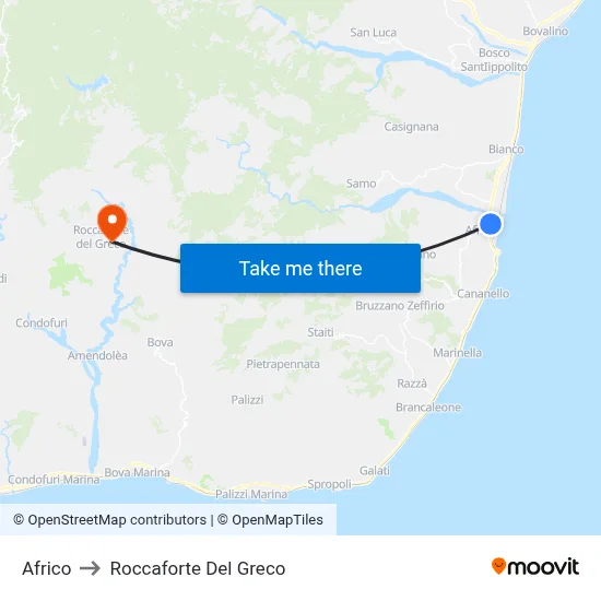 Africo to Roccaforte Del Greco map