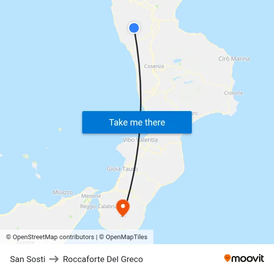 San Sosti to Roccaforte Del Greco map