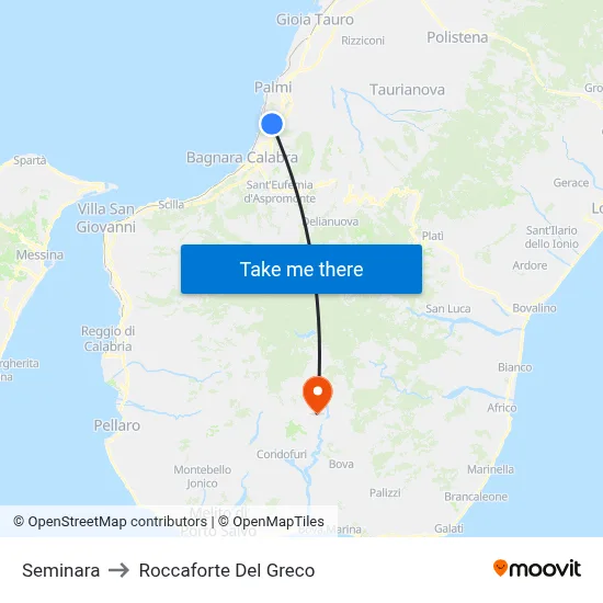 Seminara to Roccaforte Del Greco map