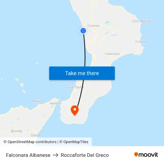 Falconara Albanese to Roccaforte Del Greco map