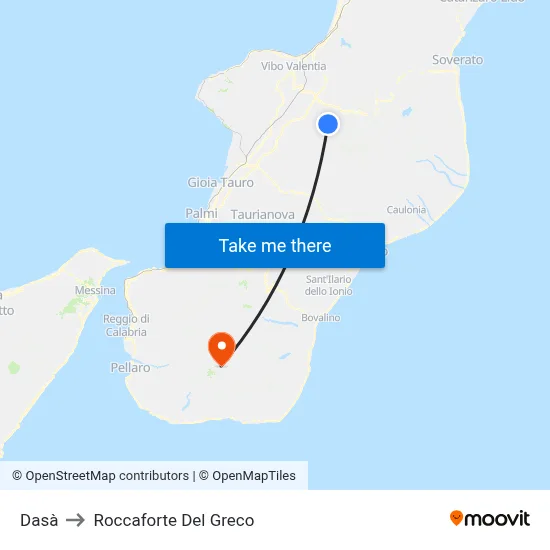 Dasà to Roccaforte Del Greco map