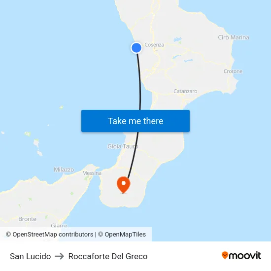 San Lucido to Roccaforte Del Greco map