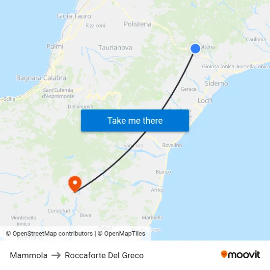 Mammola to Roccaforte Del Greco map