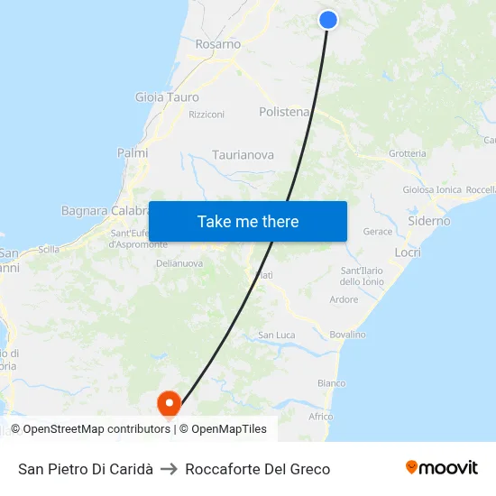 San Pietro Di Caridà to Roccaforte Del Greco map