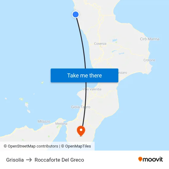 Grisolia to Roccaforte Del Greco map
