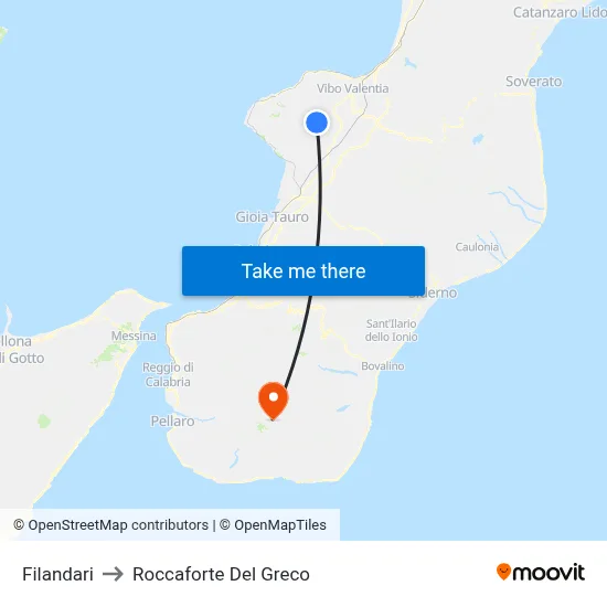 Filandari to Roccaforte Del Greco map