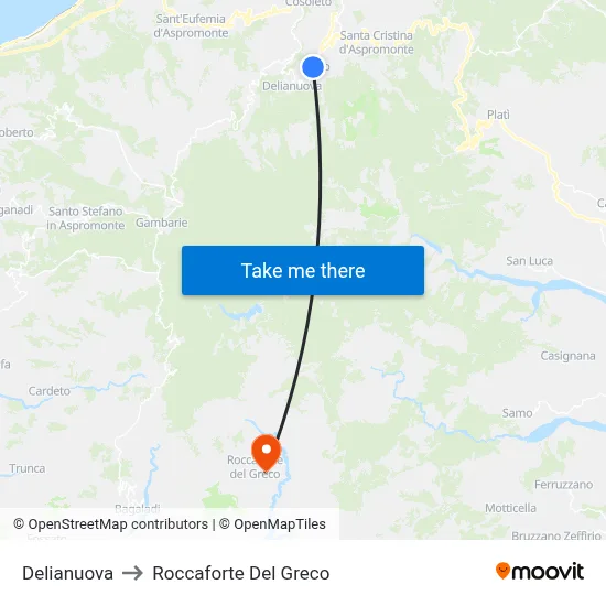 Delianuova to Roccaforte Del Greco map