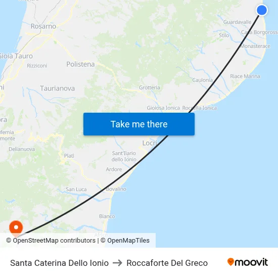 Santa Caterina Dello Ionio to Roccaforte Del Greco map
