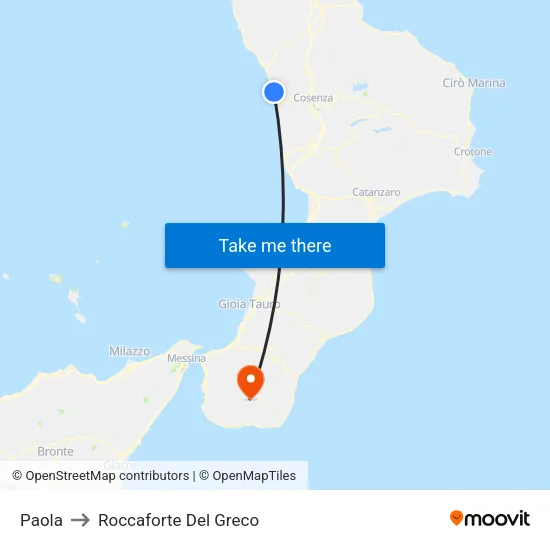 Paola to Roccaforte Del Greco map
