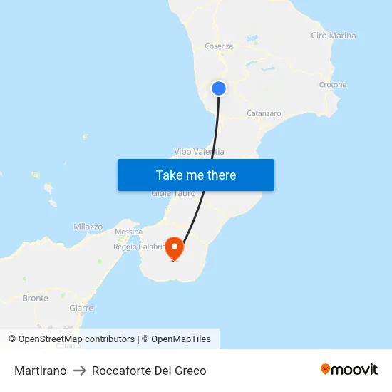 Martirano to Roccaforte Del Greco map