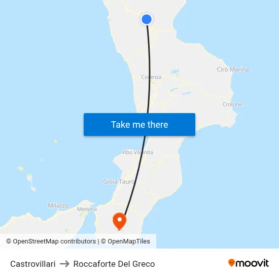 Castrovillari to Roccaforte Del Greco map