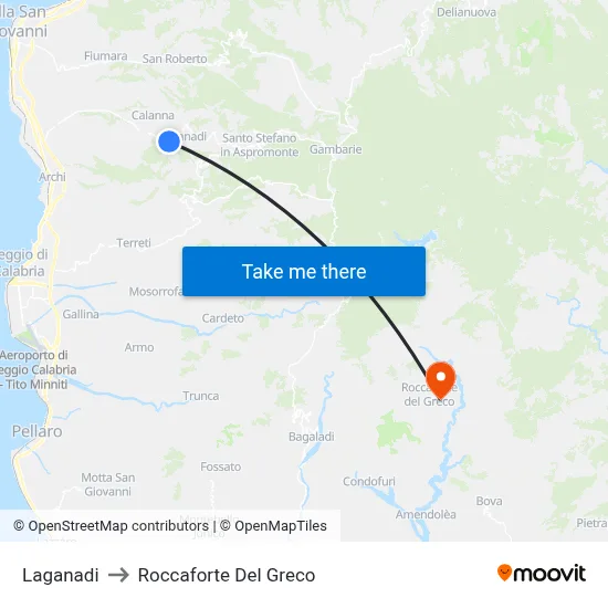 Laganadi to Roccaforte Del Greco map